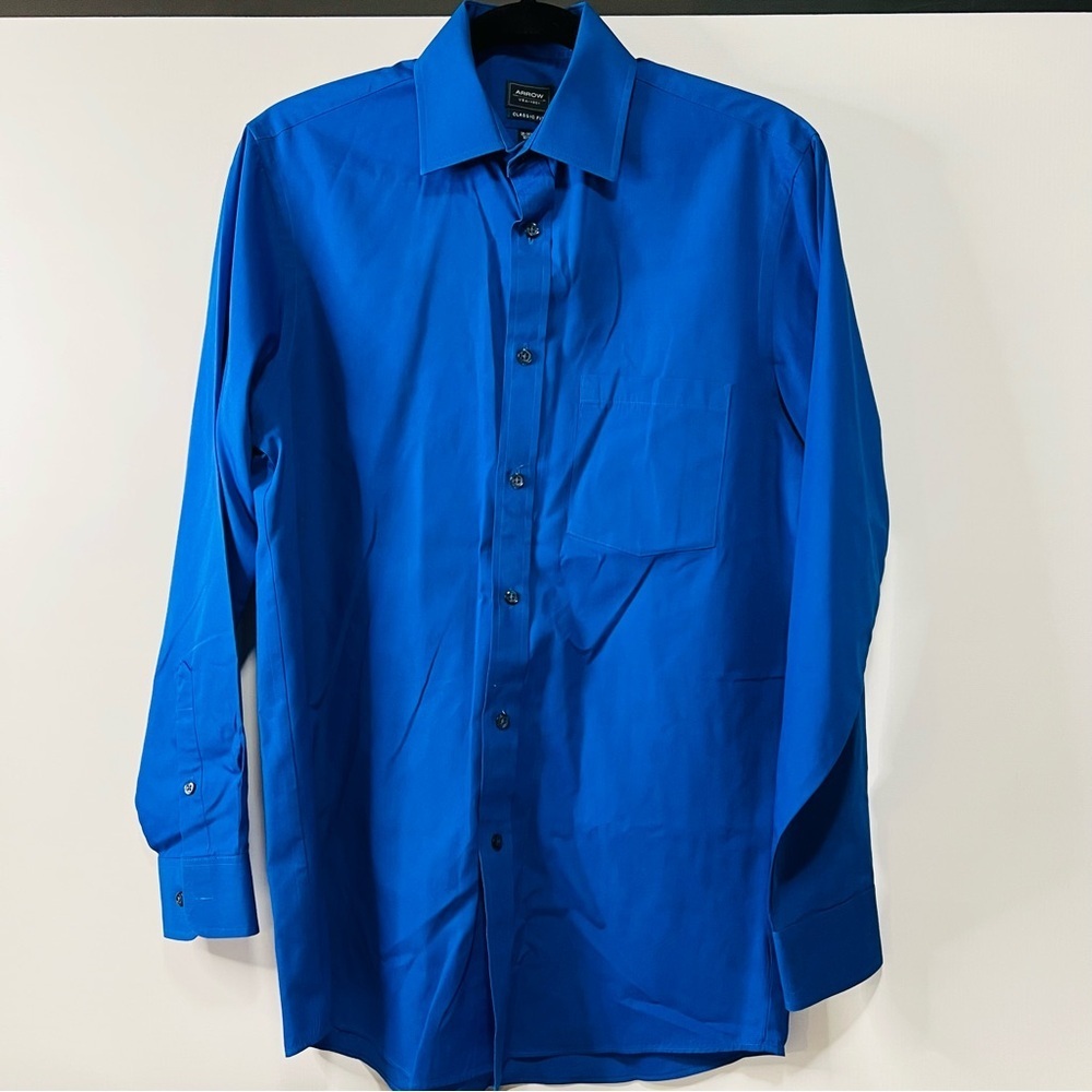 Arrow Classic Fit Men’s Blue Long Sleeve Button Down Shirt Size S